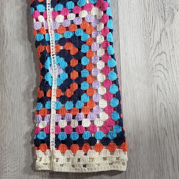 POL One Size Granny Square Duster Crochet Cardigan Knit Boho Colorful Open‎ NWOT - Picture 4 of 8